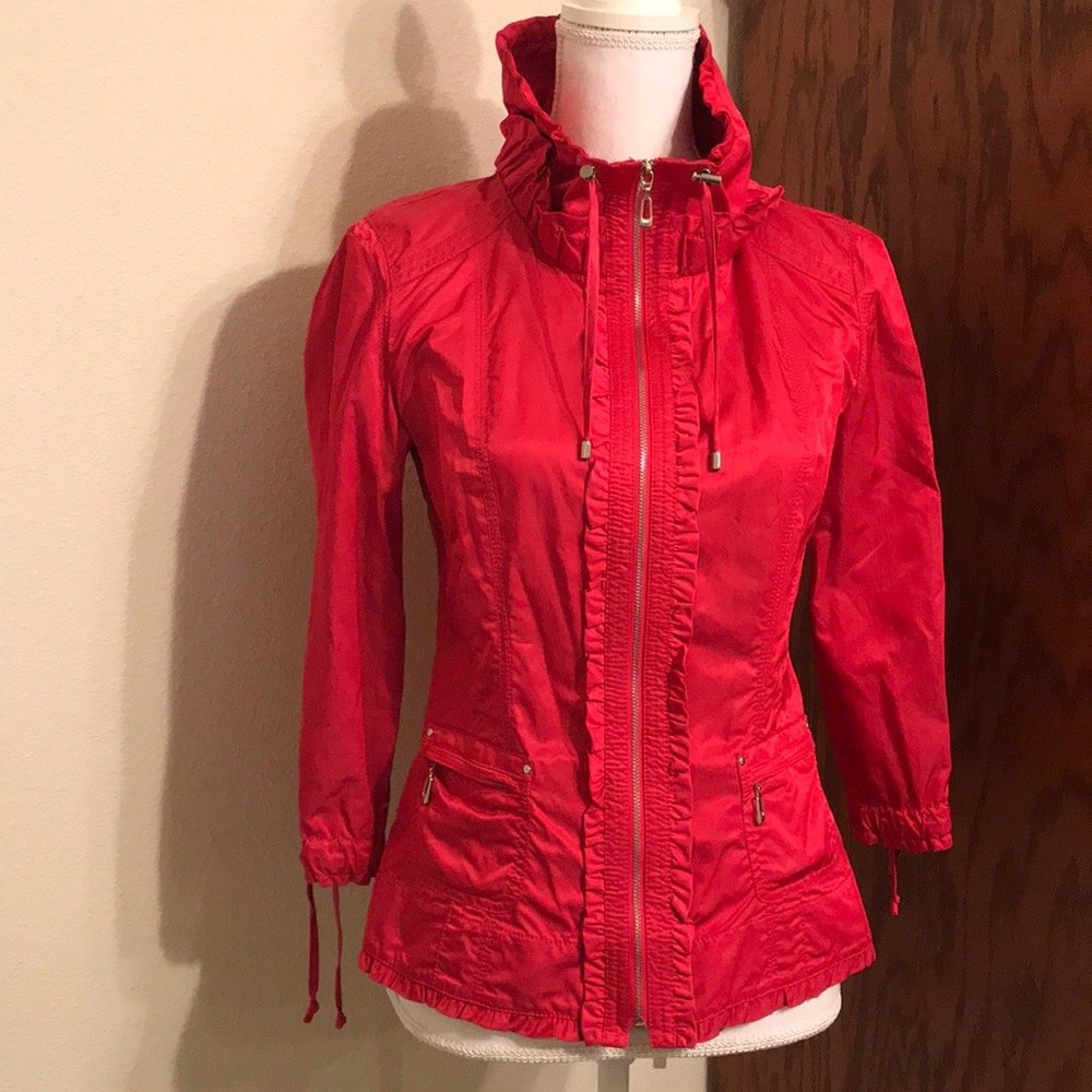 🔥 WHBM pink silky satin zip up jacket EUC